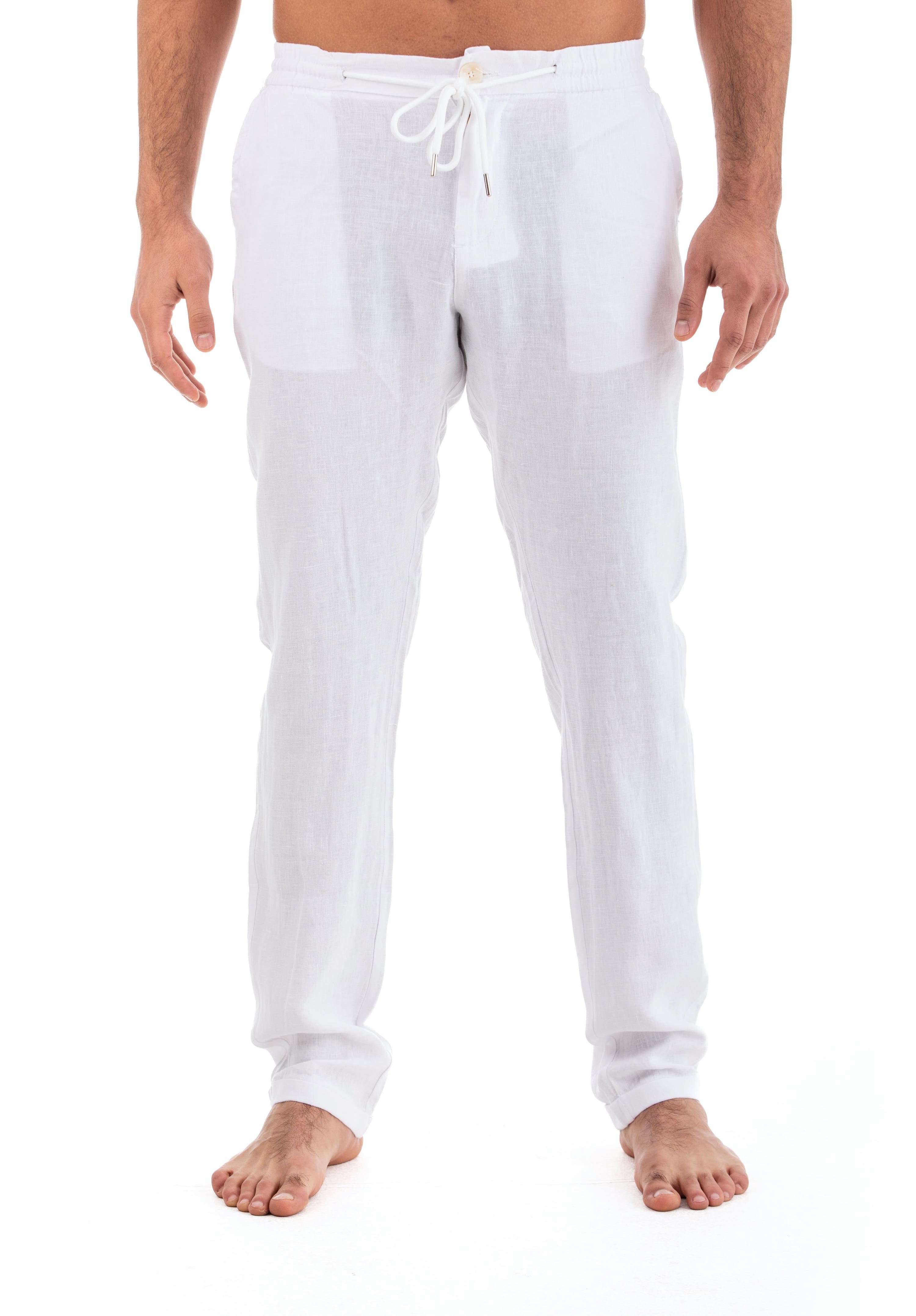 Mens white online linen pants